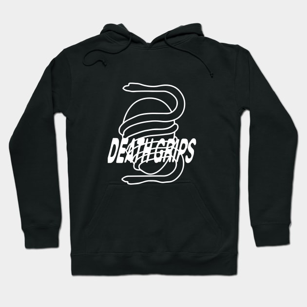 Death Grips Snake Egg Logo Minimalistic Black with Band Name Hoodie by Irla